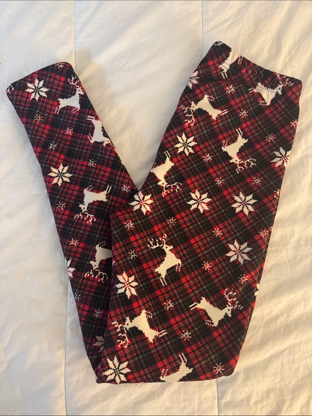 Women’s Just Cozy Red Plaid Reindeer Leggings